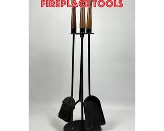 Lot 165 Set Wood Handled Iron Fireplace Tools