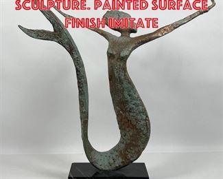 Lot 170 Metal Mermaid Sculpture. Painted surface finish imitate