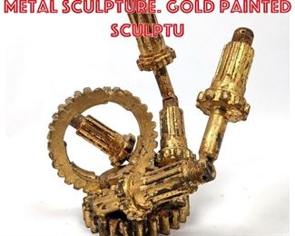 Lot 175 Industrial Welded Metal Sculpture. Gold Painted Sculptu