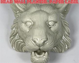 Lot 176 Glazed FITZ FLOYD Lion Head Wall Planter. Paper label