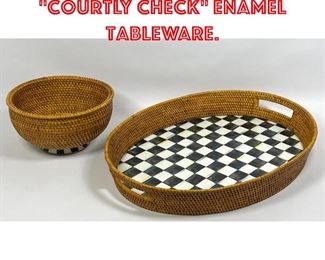 Lot 179 2pc MacKENZIE CHILDS Courtly Check Enamel Tableware. 