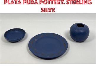 Lot 198 3 pc EMILIA CASTILLO Plata Pura Pottery. Sterling Silve