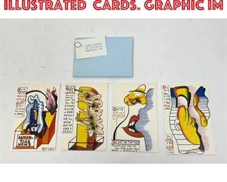 Lot 197 Set 4 Signed Dieter Roth Illustrated Cards. Graphic im