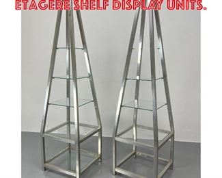 Lot 210 Pr Aluminum Obelisk Etagere Shelf Display Units. 
