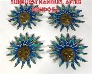 Lot 211 Set 4 Enameled Brass Sunburst Handles. After Mendoza. 