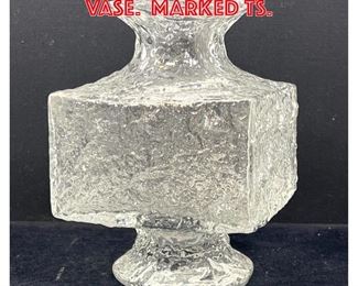 Lot 213 Timo Sarpaneva glass vase. Marked TS. 