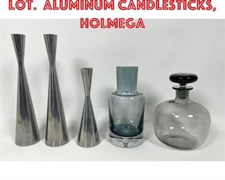 Lot 218 Mid Century Modern Lot. Aluminum Candlesticks, Holmega