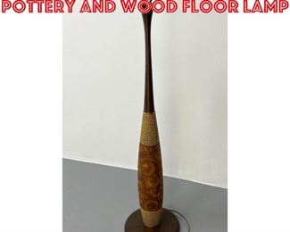 Lot 219 Large Artisan 1950s pottery and wood floor lamp