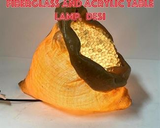 Lot 229 Labeled French Fiberglass and Acrylic Table Lamp. Desi