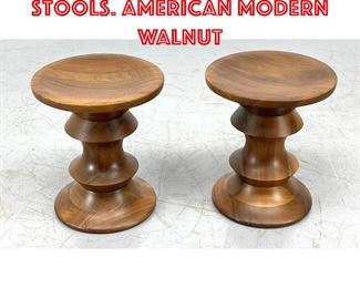 Lot 233 Pair Eames Time Life Stools. American Modern Walnut