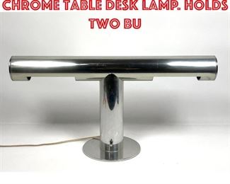Lot 235 Modernist T Form Chrome Table Desk Lamp. Holds two bu