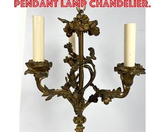 Lot 241 French Bronze 3 Arm Pendant Lamp Chandelier. 