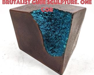 Lot 245 Modernist Copper Tone Brutalist Cube Sculpture. One cor