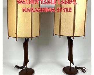 Lot 246 Pr American Modern Walnut Table Lamps. Nakashima style 