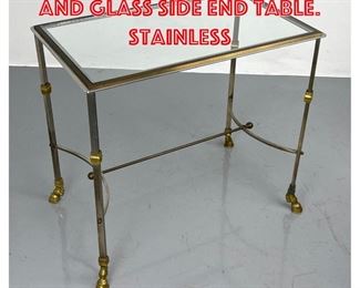 Lot 252 Regency style Brass and Glass Side End Table. Stainless