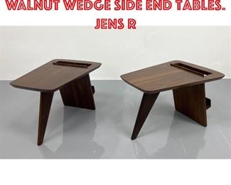 Lot 257 Pr American Modern Walnut Wedge Side End Tables. Jens R
