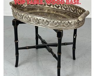 Lot 270 Decorative Metal Tray Top Table. Wood Base. 