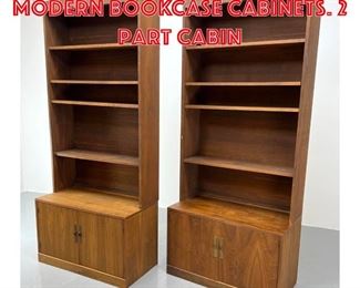 Lot 275 Pair Mid Century Modern Bookcase Cabinets. 2 Part cabin