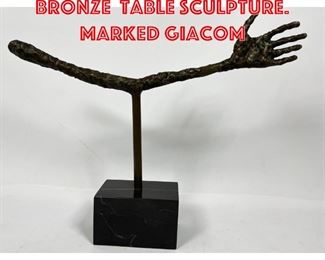 Lot 283 Giacometti style Bronze Table Sculpture. Marked Giacom