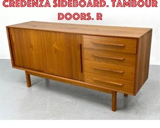 Lot 289 Danish Modern Teak Credenza Sideboard. Tambour Doors. R