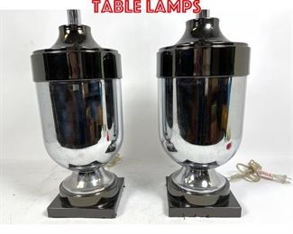 Lot 291 Pair of 2 Tone Chrome Table Lamps