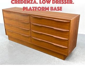 Lot 294 Danish Modern Teak Credenza. Low Dresser. Platform Base