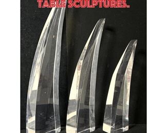Lot 303 Set 3 Acrylic Lucite Table Sculptures. 