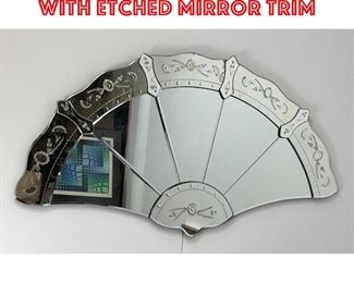 Lot 319 Fan Shaped Wall Mirror with etched mirror trim