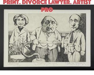 Lot 325 CHARLES BRAGG Etching Print. Divorce Lawyer. Artist Pro