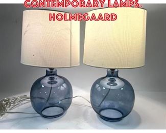 Lot 335 Pair of light blue glass contemporary lamps. Holmegaard