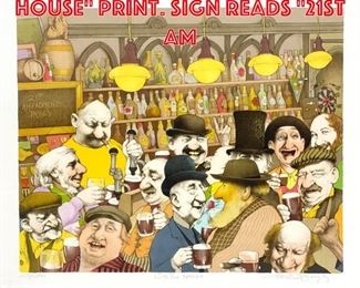 Lot 338 CHARLES BRAGG On the House Print. Sign reads 21st Am