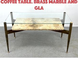 Lot 344 GIO PONTI Occasional Coffee Table. Brass Marble and Gla