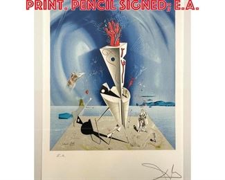 Lot 355 SALVADOR DALI Surreal Print. Pencil signed E.A.