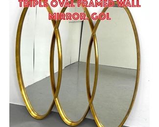 Lot 361 Modernist Decorator Triple Oval Framed Wall Mirror. Gol