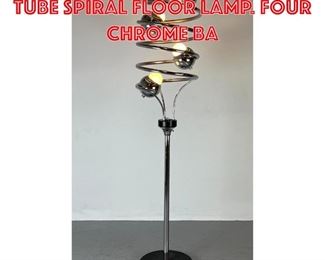 Lot 369 Modernist Chrome Tube Spiral Floor Lamp. Four Chrome ba