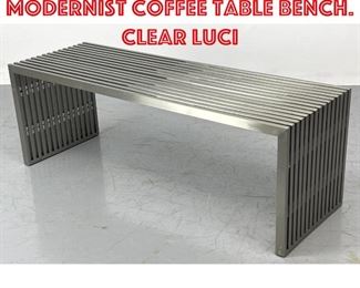 Lot 374 Stainless Slat Modernist Coffee Table Bench. Clear Luci