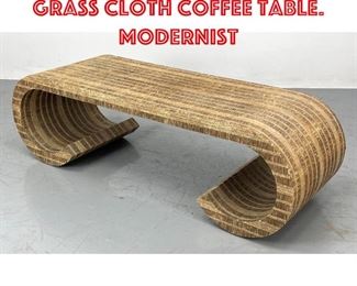 Lot 381 Carl Springer style Grass Cloth Coffee Table. Modernist
