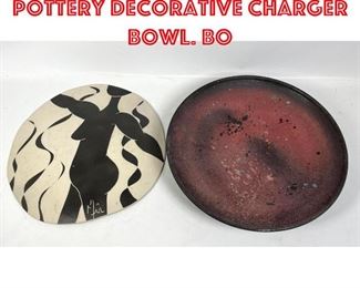 Lot 387 2pc Artisan Studio Pottery Decorative Charger Bowl. Bo