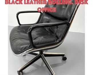 Lot 396 Knoll Pollock chair Black leather rolling. Desk Office 