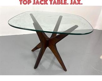 Lot 404 Adrian Pearsall glass top Jack table. Jax.