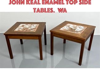 Lot 405 Pr BROWN SALTMAN, JOHN KEAL Enamel Top Side Tables. Wa