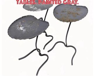 Lot 407 3pc SALTERINI Lily Pad Tables. Painted gray.