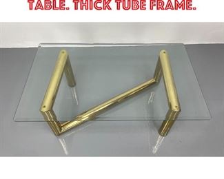 Lot 408 Brass and Glass Coffee Table. Thick tube frame. 