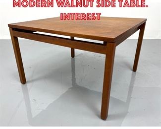 Lot 413 KNOLL ASSOC American Modern Walnut Side Table. Interest