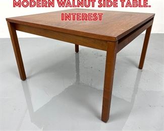 Lot 415 KNOLL ASSOC American Modern Walnut Side Table. Interest