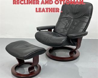 Lot 419 Pr EKORNES Stressless Recliner and Ottoman. Leather .
