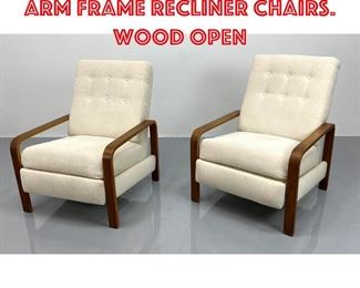 Lot 420 Pr Modernist Wood Arm Frame Recliner Chairs. Wood open 