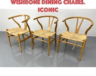Lot 421 Set 3 Hans Wegner style Wishbone Dining Chairs. Iconic 