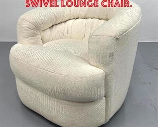 Lot 424 Off White Barrel Back Swivel Lounge Chair. 