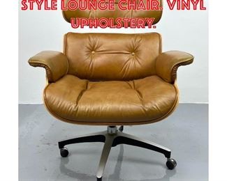 Lot 428 Wood Frame Eames style Lounge Chair. Vinyl upholstery. 